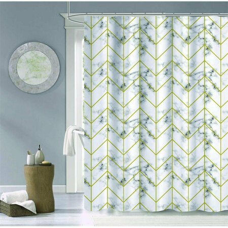 GFANCY FIXTURES 72 x 70 x 1 in. Silver Marble & Geo Pattern Shower Curtain GF3096895